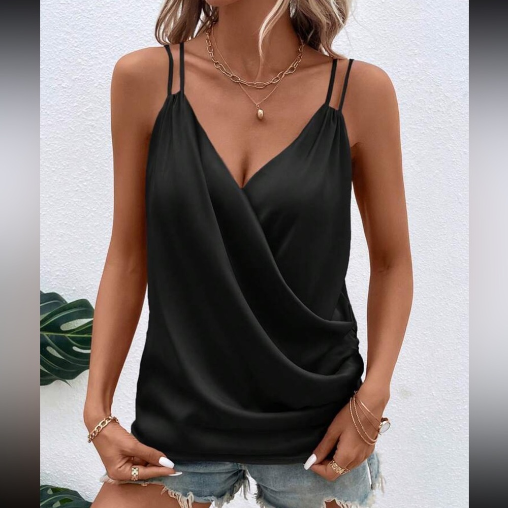 Luxe cross wrap cami top - Picture 2 of 6